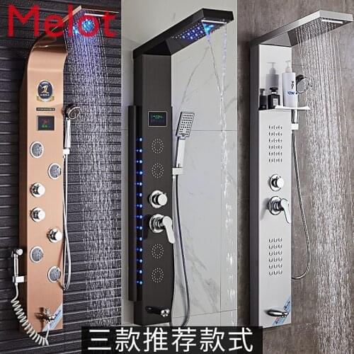 Shower head constant temperature shower, digital display color lamp integrated shower screen, stainless steel shower