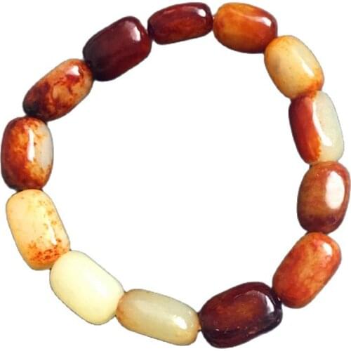 Natural seeds of Xinjiang Hetian jade seed Carved beads Jade hand string A