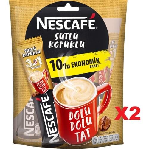 Nescafe 3 in 1 Milk Foam 10 x 17,4 g 2 Packages THE START OF PLEASANT CHATS WPLEASANT CHAT WITH PEACEFUL COFFEE FREE SHİPPİNG