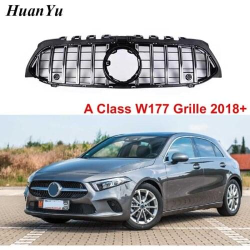 New GT R Style Replacement Grille for Mercedes-benz A class W177 Front Bumper Racing Grills A180 A200 A250 2018 2018 no Camera