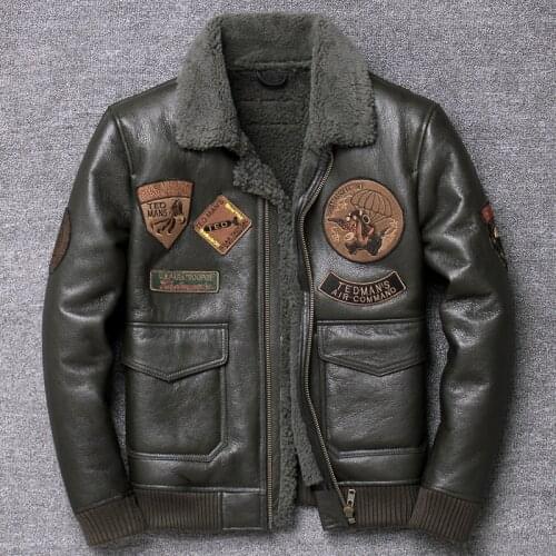 Original Ecology One Genuine Leather Clothing Man Sheep Skin Youth Lapel Jacket Thickening Loose Coat