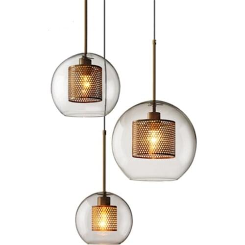 Nordic Hanging LED Pendant Lights Golden Mesh Kitchen Fixtures Pendant Lamp Home Lighting Indoor Decor Supermarket Luminaire