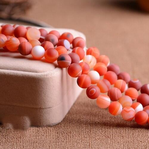 1 Strand Natural Agates 6MM 8MM 10MM Pick Size 4 Colors Striped Round Matte Beads Jewelry Materials Diy Spacer Manual Findings