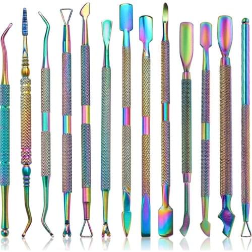 Rainbow Stainless Steel Nail Art Double Sided Cuticle Finger Dead Skin Cut Remover Pusher Manicure Nail Care Nail Art Tools