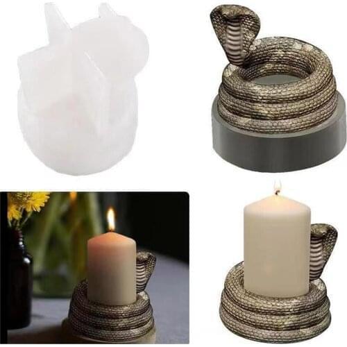 DIY Manual Mold Cobra Candle Mold Candlestick Silicone Mold 3d Food Grade Flip Sugar Mould Makeing Home Room Decoration JU0242