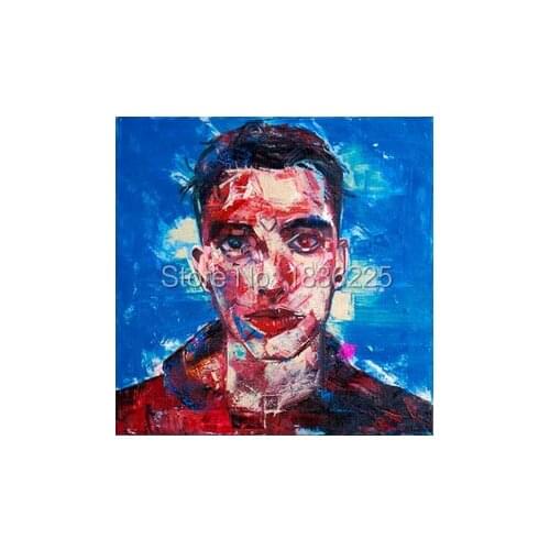 Hand-painted wall art Blue background fashion man home decoration abstract pop Figure oil painting on canvas