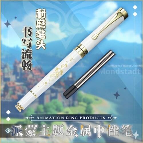 Anime Game Genshin Impact Paimon Metal Stationery Sign Ballpoint Gel Pen Student Yuji Itadori Rollerball Pen Cosplay