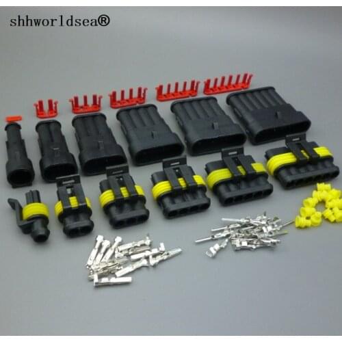 Shhworldsea 25sets1/2/3/4/5 Pin/way HID Car Waterproof Electrical connector plug kits 5in 1 male&female kits for car boat ect