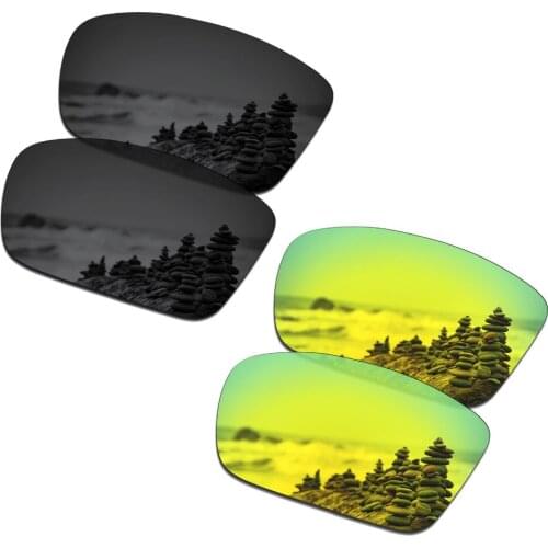 SmartVLT 2 Pairs Polarized Sunglasses Replacement Lenses for Oakley Conductor 6 Stealth Black and 24K Gold