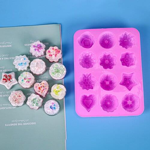 Food Grade Silicone Flowers Molds Baking Pan with Flowers Heart Shape Non-Stick Silicone Molds for Chocolate Candy Jelly Making