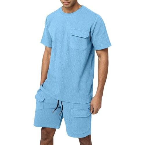 Fashion mens sets summer T-shirt shorts Solid color jogging tracksuit men Hip hop Streetwear Brand suit men