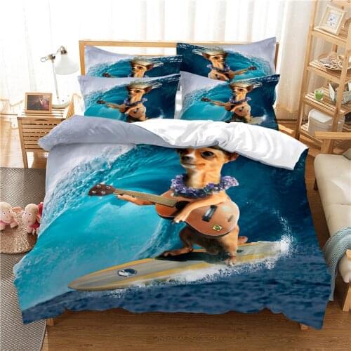 Surfer Dog Bedding Set Duvet Cover Set 3d Bedding Digital Printing Bed Linen Queen Size Bedding Set Fashion Design