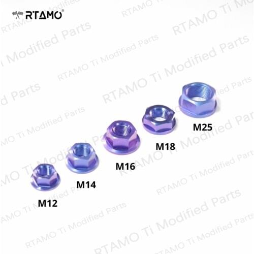 Titanium Flanged Nuts M12 M14 M16 M18 M25 Nut Screws Ti Bolts for Motorcycle Bicycle Car Parts