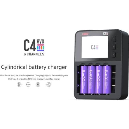 ISDT C4 EVO Smart Battery Charger with Type-C QC3.0 IPS Display Screen For AA AAA 18650 Lipo LiFe Li-Lon LiHv RC Battery Toys