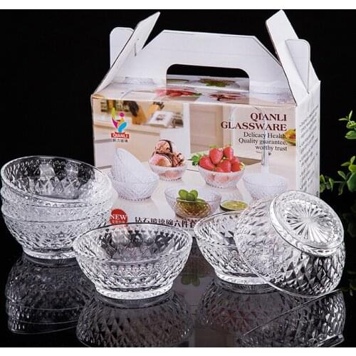 Package post fashion crystal small diamond bowl six 6 pieces set salad glass dessert bowl welfare gift wholesale