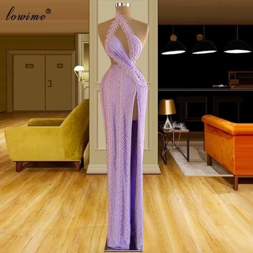 Vintage Lavander Evening Dresses Mermaid Sleeveless Beads Evening Gowns Long Celebrity Dresses Couture Vestido De Fiesta De Boda