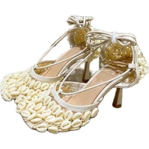 2018 Autumn Hot Sales Women Pumps Fashion Design High Heels Shoes High Quality Pearl Styles Genuine leather Casual Shoes Woman