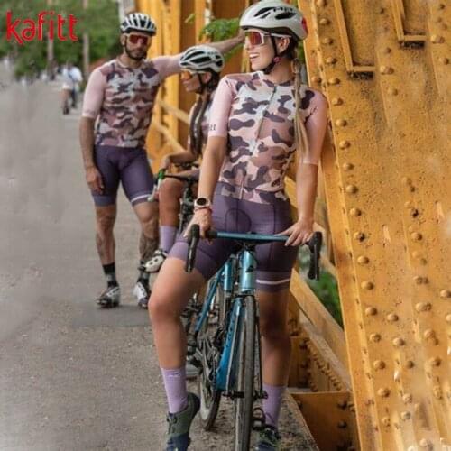 KAFITT Womens Short-sleeved Cycling Wear Suit Professional Team Jumpsuit Summer Breathable Feminine Suit Mountain Bike Clothing