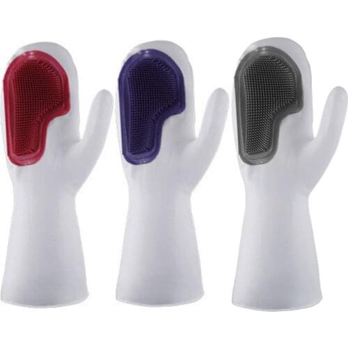 1 Pair Dishwashing Gloves Kitchen Silicone Cleaning Gloves Magic Silicone Dish Washing Gloves For Household Scrubber Gloves