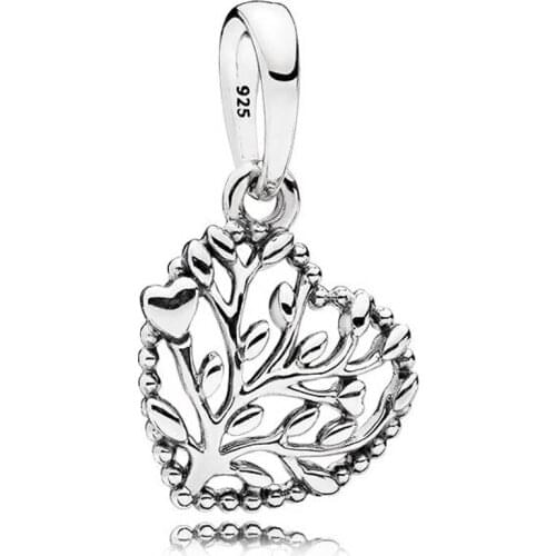 100% 925 Sterling Silver Flourishing Hearts Dangle Charms Fits Original Pandora Bracelet Metal Beads DIY Jewelry Making Gift