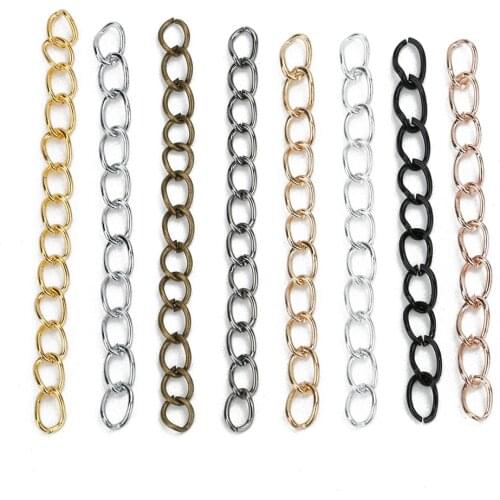 100pcs/lot 50x3mm Necklace Extension Chain Bulk Bracelet Tail Extender Black Gold Silver Color For DIY Jewelry Findings