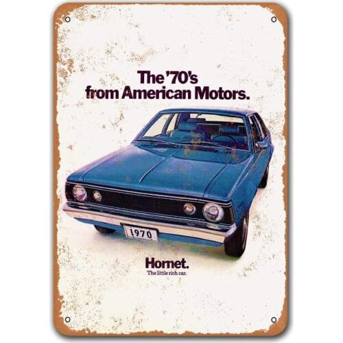 1970 AMC Hornet Vintage Tin Signs Cars, Sisoso Metal Plaques Poster Pub Man Cave Retro Wall Decor 12x16 inch