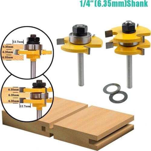 20 Sets 6.35mm(1/4") Tongue Groove Joint Assembly Router Bit 3/4" Stock Wood Milling Cutter Tool for Wood Working Wholesale K1
