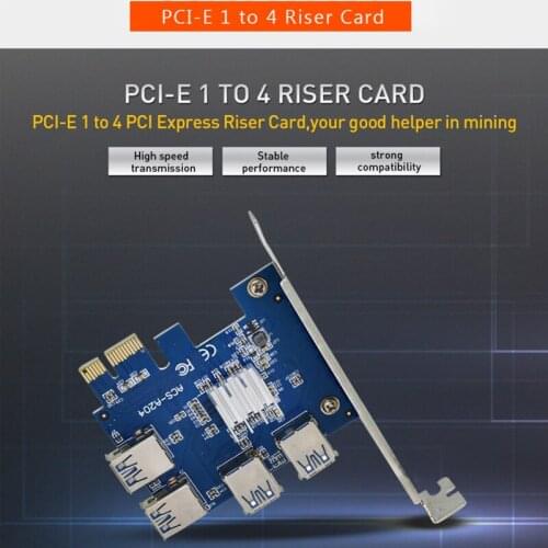 4-port USB 3.0 Mining Special Riser Card PCIe Converter PCI-E To PCI-E Adapter PCI-Express Slot 4x 8x 16x For BTC Miner Mining