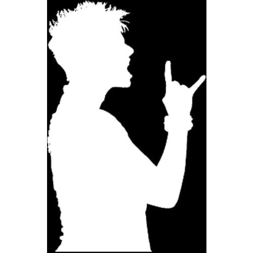 9.5CM*15CM Rock Guy Music Fingers Up Fun Vinly Black/Silver Car Sticker C22-0601