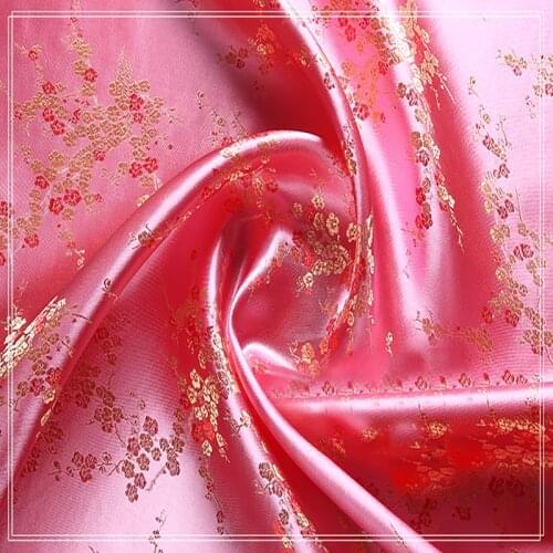 90cmx100cm pink flower silk jacquard tapestry satin jacquard fabric Cloth bedding patchwork tissue home Textile Sewing