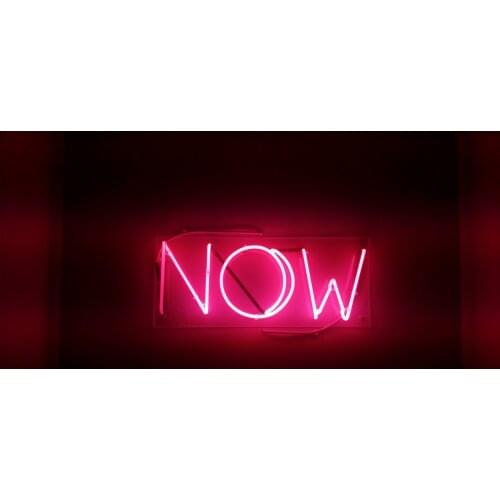 14“ NOW Acrylic Custom Neon Light Lamp Sign Beer Handmade Real Glass Decorate Home Wall Room Windows Tube Artwork