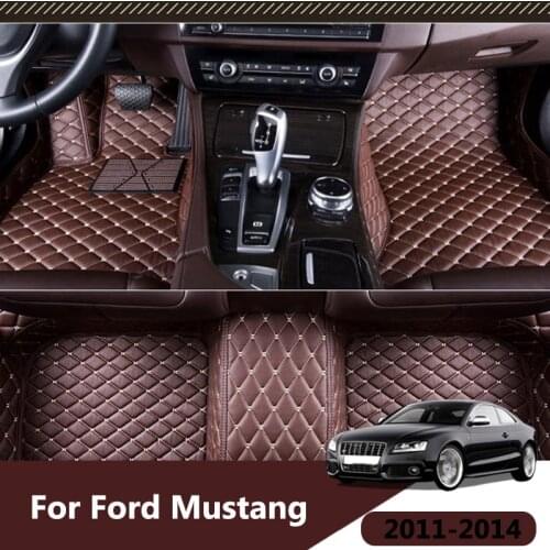 Car Floor Mats For Ford Mustang 2011 2012 2013 2014 Auto Interior Leather Foot Mat Boot Liner Auto Accessories Car-styling