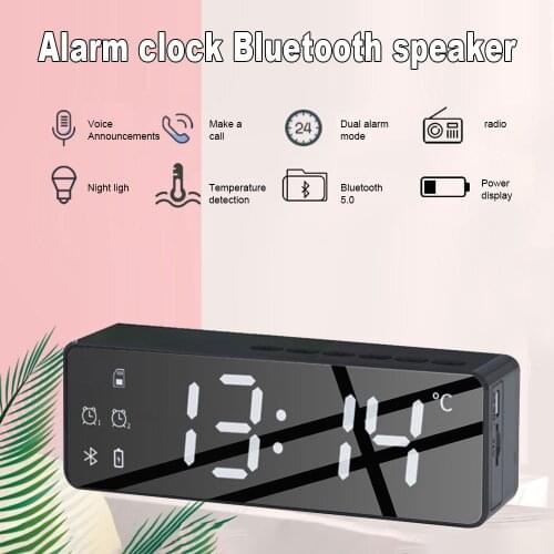 Wireless Bluetooth Speaker FM Radio Sound Box table Alarm Clock Subwoofer Music Player TF Card Bass Speaker Boom For
