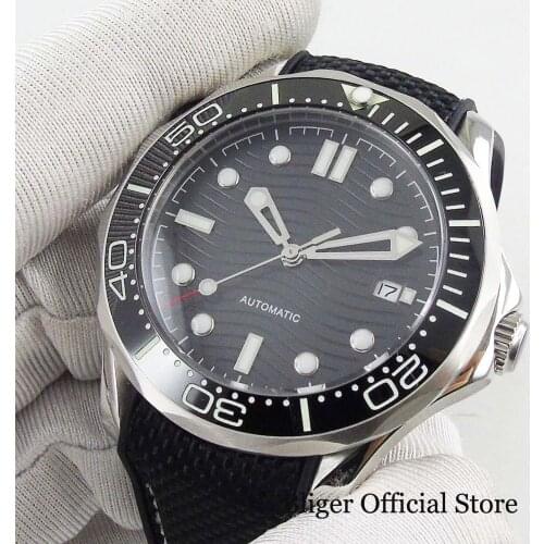 Black Automatic Self Winding Mens Watch 41mm Sapphire Glass Luminous With Mental Watch Case