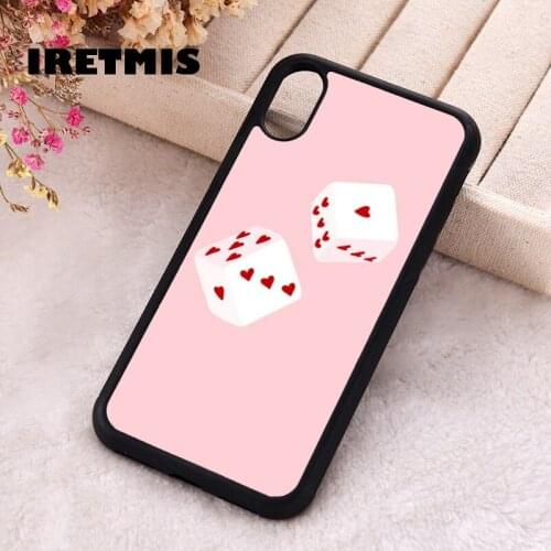 Iretmis 5 5S SE 2020 Phone Cover Case for iPhone 6 6S 7 8 Plus X Xs XR 11 12 Mini Pro Max Rubber Silicone pink Dice heart