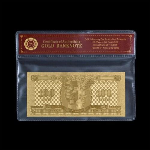 Clear-cut Note Hungary 100 Forint Gold Leaf Metal Gold Foil Banknote Golden Gift Sales Promotion