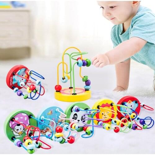 Montessori Baby Toys Wooden Roller Coaster Bead Maze Toddler Early Learning Educational Puzzle Math Toy for Children 1 2 3 Years