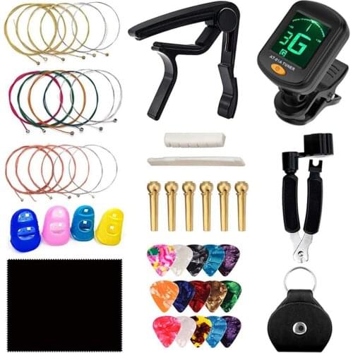 Guitar String Capo Tuner Picks Fastening Tool Pins Bone-bridge Saddle Nut String Nails Guitar Repair Replacement Accessories