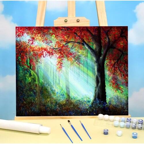 Natural Scenery Autumn Rays Painting By Numbers Set Acrylic Paints 40*50 Boards By Numbers Handmade Children Drawing