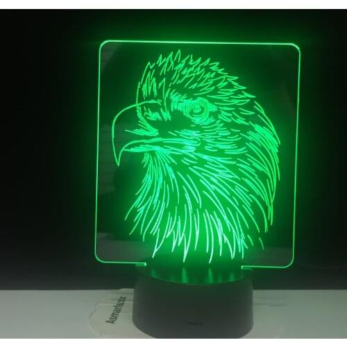 Creative Eagle Head Table Lamp 7 Colors Changing Desk Lamp 3D Lamp Novelty Led Night Lights Led Light DropShip