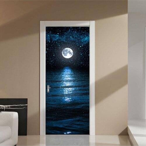 Creative DIY 3D Door Stickers Sea Moon and Stars Pattern for Kids Room Decoration Home Decor Accessories Wall Sticker