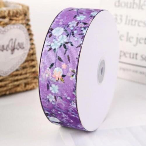 5yards/lot 25mm 40mm Floral Print Grosgrain Ribbon for Wedding Party Decoration Christmas Ribbons Card Gift Warpping Supplies
