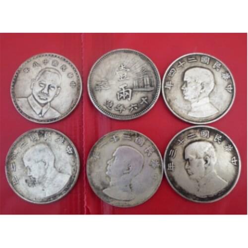 Metal Crafts 6pc Collection of Chinese old silver coin Republic of manufacture16,18 ,21 ,22 ,23 ,24 years old