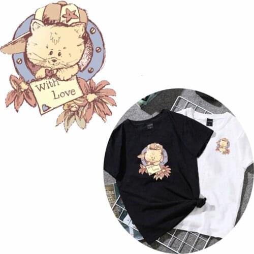 Cute Animal Patches Iron on Transfer Flower With Love Letter Patches for Girl Kids Clothing DIY Heat Transfer Vinyl Stickers