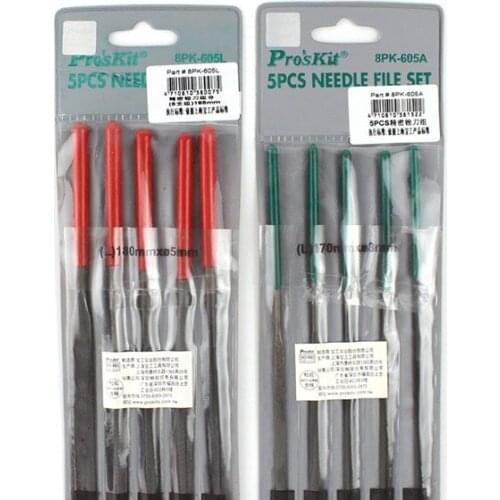 Proskit 8PK-605A 8PK-605L SK-8 Portable 5pcs Needle Files Set For Metal Glass Stone Jewelry Wood