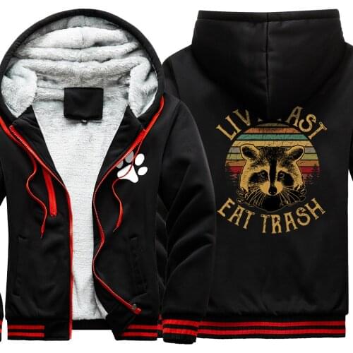 Fast Eat Trash Print New Arrival Camouflage Raglan Thicken Jackets Mens Hooded Fashion Harajuku Tops Hipster moletom masculino