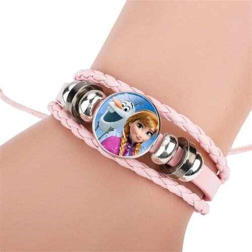 Olaf frozen princess Anna bracelet childrens birthday party small gift decorations childrens cartoon leather rope bracelet
