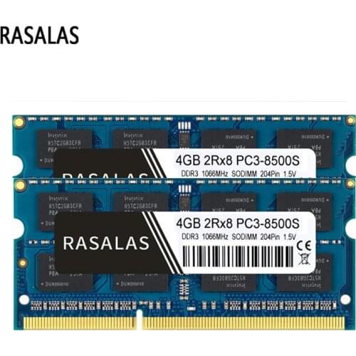 Rasalas Memory RAM Laptop DDR3 DDR3L 1.5V 1.35V 8500 10600 12800 1066 1333 1600 204pin SODIMM Memoria RAM Notebook CL7 CL9 CL11