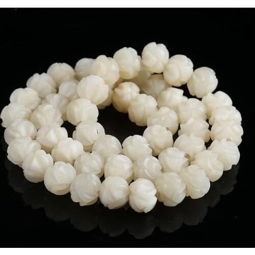 TSB0159 Wholesale Tibet Yak Bone Carved Padma Lotus Prayer Loose Beads Oiled 8/10/12/14mm 108 beads lot