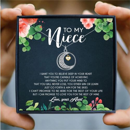 Moon Necklace Women To My Niece Gift "i love you to the moon and back" Heart Necklaces from Aunt Birthday Jewelry